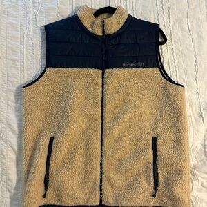 Vineyard Vines Men's Tan and Black Fleece Vest